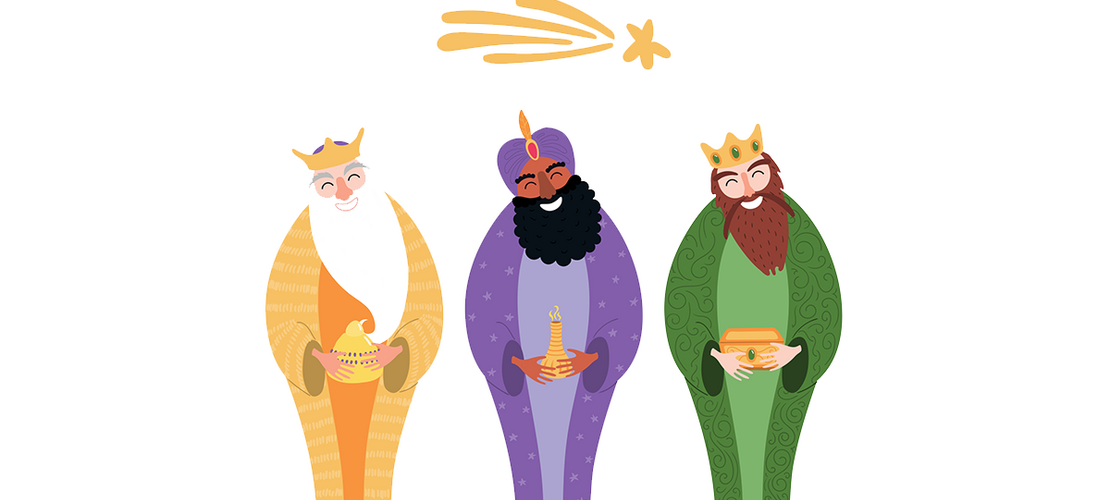 Grafik der heiligen drei Könige mit Stern von Betlehem