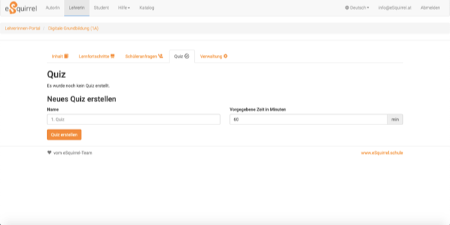 eSquirrel Quiz erstellen