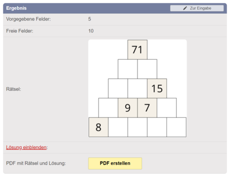 Screenshot Zahlenpyramiden-Generator