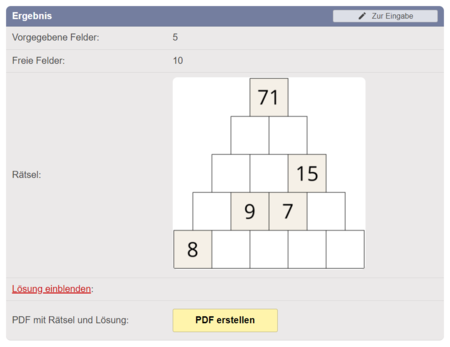 Screenshot Zahlenpyramiden-Generator Screenshot Zahlenpyramiden-Generator