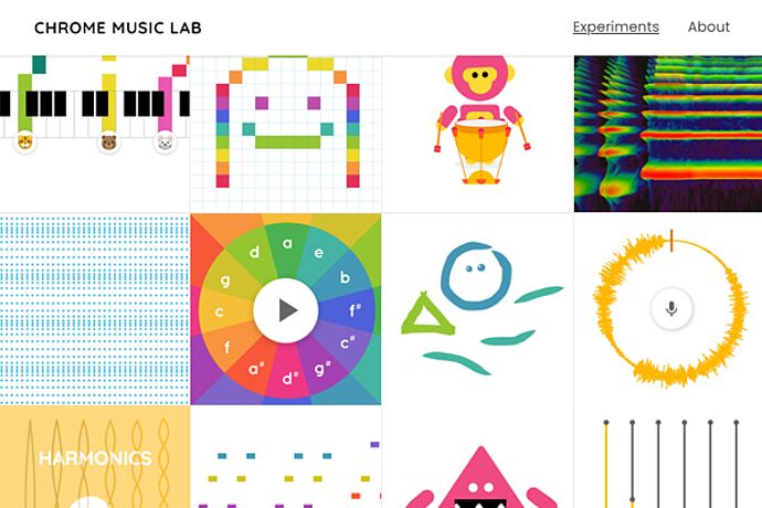 Screenshot Startseite Chrome Music Lab