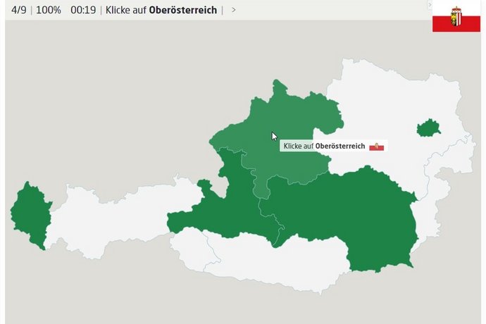 Landkarten-Quiz: Die Bundesländer von Österreich