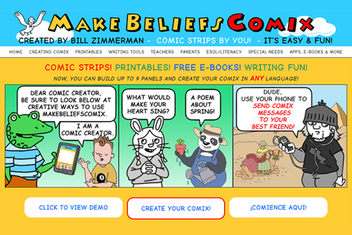 Benutzeroberfläche von Make Beliefs Comix