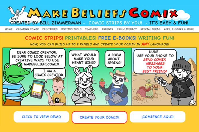 Benutzeroberfläche von Make Beliefs Comix