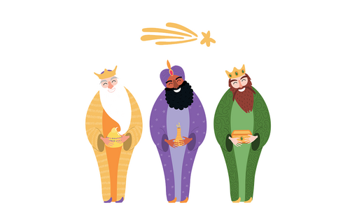 Grafik der heiligen drei Könige mit Stern von Betlehem
