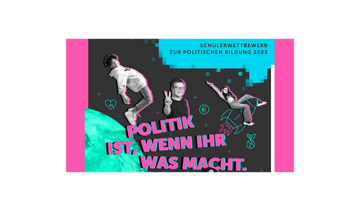 Grafik von Kindern im Weltall und Text "Politik ist, wenn ihr was macht"