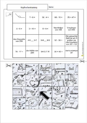 eduGenerator Puzzle Kopfrechenübung