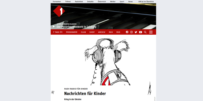 Screenshot Ö1 Rudi! Radio für Kinder