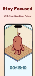 Eine Illustration zeigt eine gezeichnete Figur auf einem Smartphone-Bildschirm mit dem Text „Stay Focused“ und einem laufenden Timer.