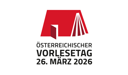 Ein rotes Logo mit einem stilisierten Gebäude steht über dem Text „Österreichischer Vorlesetag 26. März 2026“