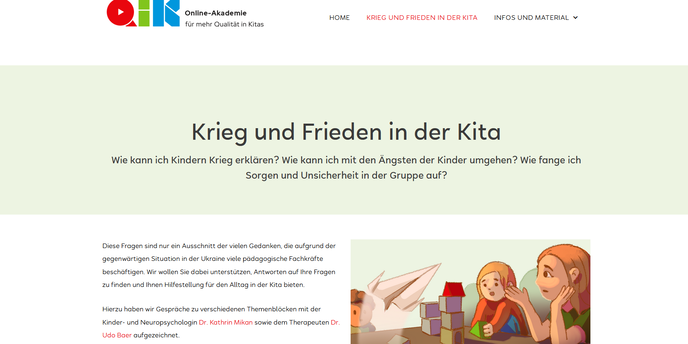 Screenshot Online Akademie für mehr Qualität in Kitas