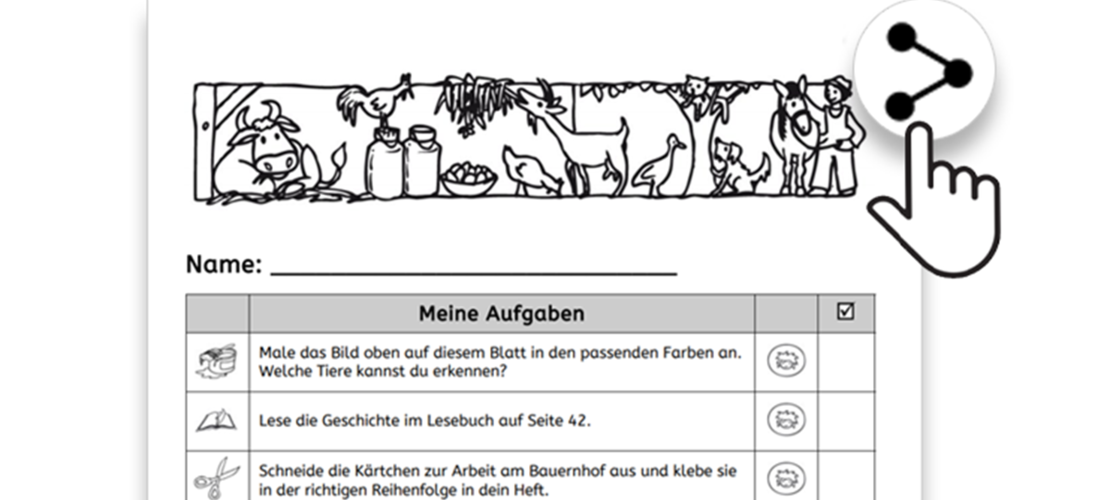 Wochenplan teilen exemplarischer Wochenplan, Share-Button