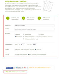 Arbeitsblatt Mathematik erstellen