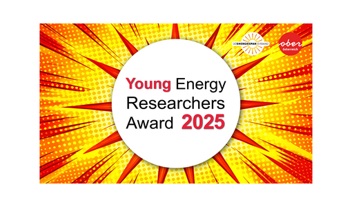 Grafik mit gelb-rotem Strahlenhintergrund und Text: Young Energy Researchers Award 2025.