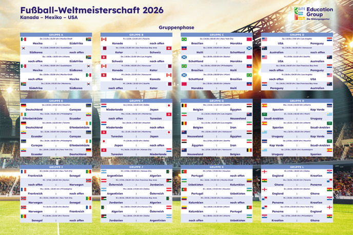 Fu ball WM 2026 Im Unterricht Spielplan Infos Materialien Schule at Fu ball WM 2026 Im Unterricht Spielplan Infos Materialien Schule at