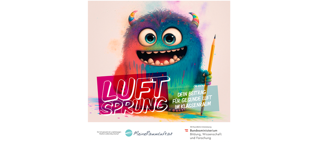 Monster mit Bleistift am Luftsprung Poster