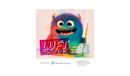 Monster mit Bleistift am Luftsprung Poster