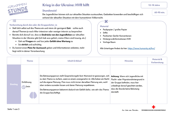 Screenshot Stundenbild des Jugendrotkreuzes zum Thema humanitäres Völkerrecht