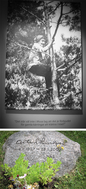 Lindgren Grabstein Baum klettern, Grabstein