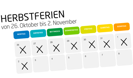 Herbstferien sind auf einem Kalender markiert