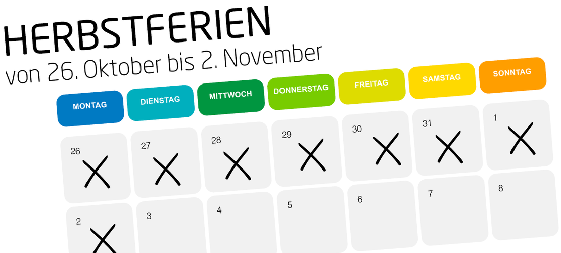 Herbstferien sind auf einem Kalender markiert