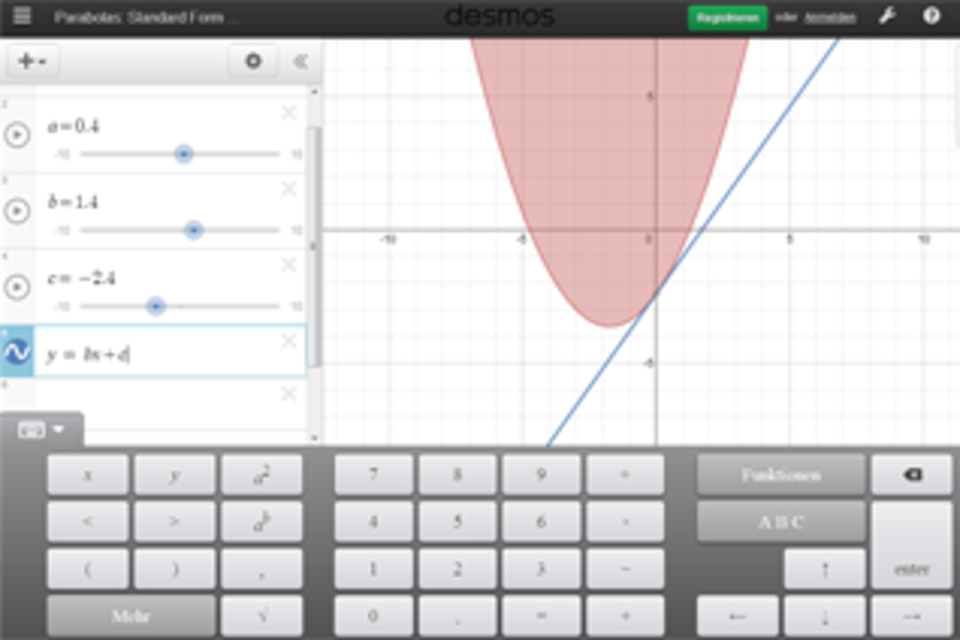 Screenshot Benutzeroberfläche Desmos