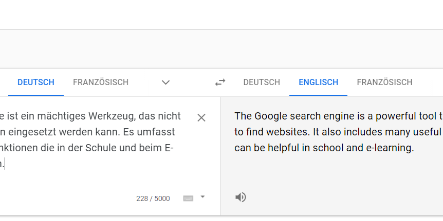 Eingabemaske Google Übersetzer