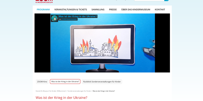 Screenshot von kindermuseum.at