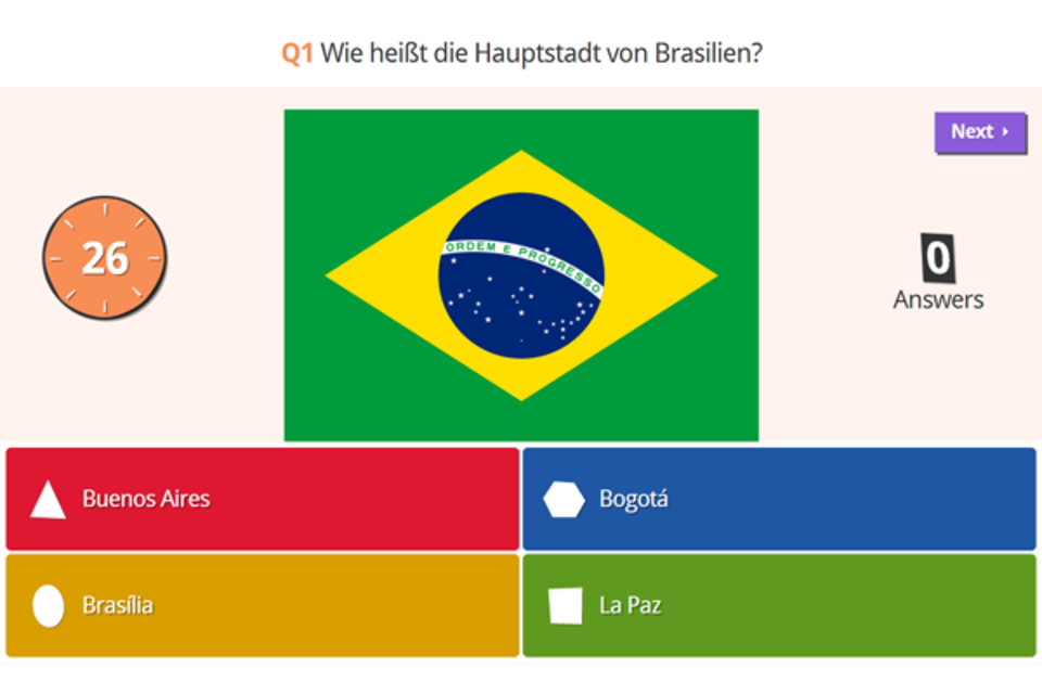 Kahoot Quiz Vorschau