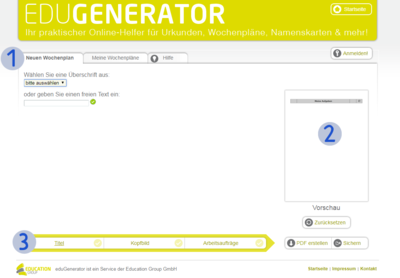 Wochenplangenerator - Grundeinstellungen