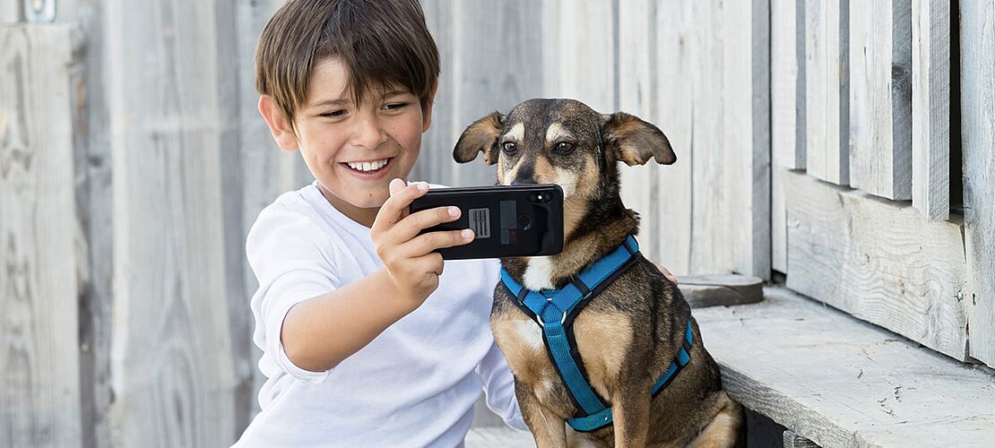Tierschutz macht Schule Junge mit Hund
